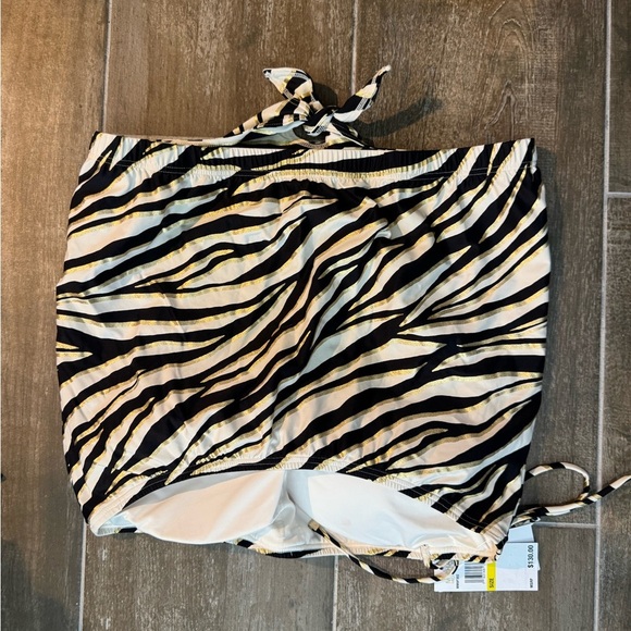 Michael Kors Zebra Print Bikini Top - Black, White, Gold - Picture 9 of 9